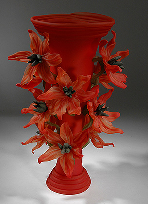 Red with Red Delphinium by Susan Rankin