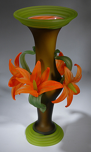 Sargasso over Pink with Orange Lilies by Susan Rankin